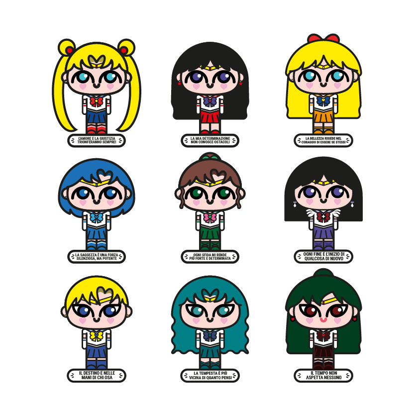 blind bag, portachiavi smart, biglietto da visita digitale, sailor moon