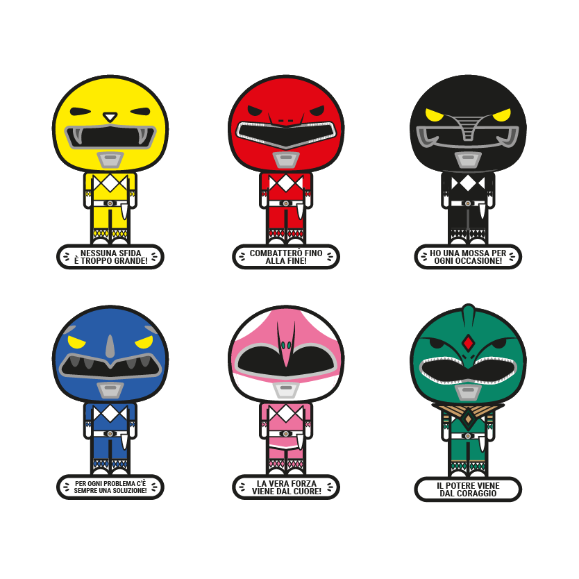 blind bag, portachiavi smart, biglietto da visita digitale, power rangers