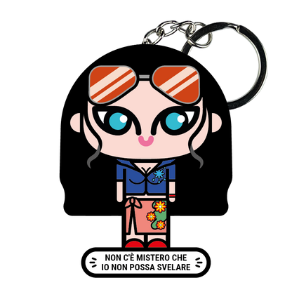 portachiavi smart, micro me, biglietto da visita digitale, one piece, nico robin
